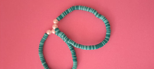 Blue and Green Bracelets-With claybeads-
