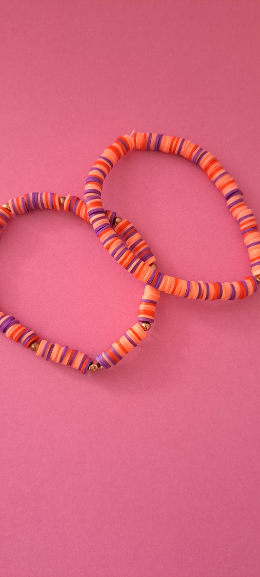 🛑DUO🛑 orange and red bracelets-With Claybeads-