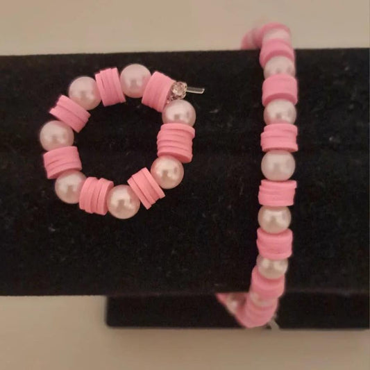 Mixed Pink bracelet and Ring 