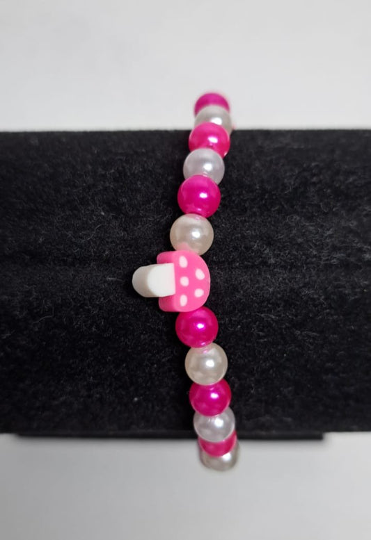 Pink mushroom bracelet